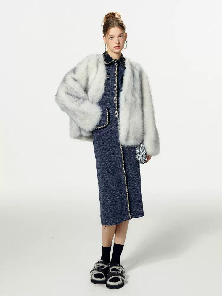 BOHOL BLING mint is not cool, light luxury socialite small fragrance style knitted dress women's autumn and winter niche long skirt