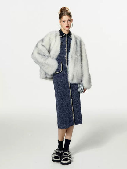 BOHOL BLING mint is not cool, light luxury socialite small fragrance style knitted dress women's autumn and winter niche long skirt