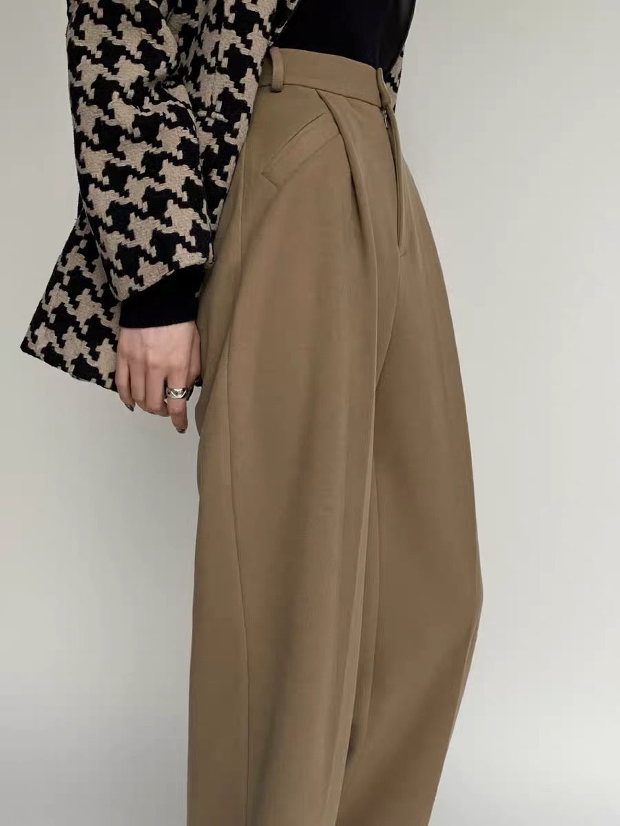 PAPERLLL Xinjian high-waisted high-end drape trousers straight-leg wool wide-leg suit pants for women 2023 autumn and winter (B4417)