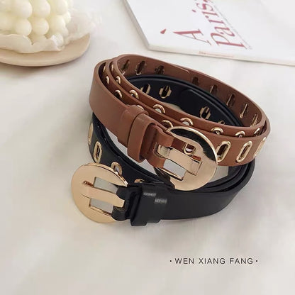 European and American concave shape belt ins super hot ladies belt punk style student pants belt retro trend hip-hop men