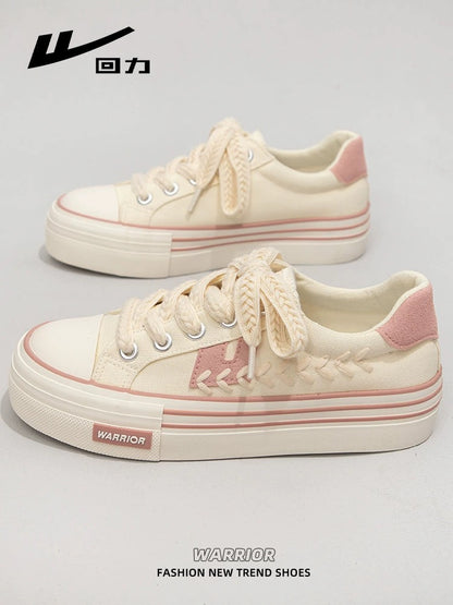 Pull back women's shoes canvas shoes women's 2024 new versatile thick-soled spring white shoes student sports and leisure board shoes