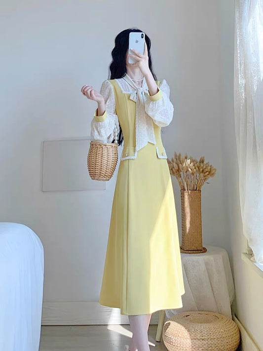Autumn 2023 new women's skirt French waist slimming niche design fairy dress with age-reducing temperament