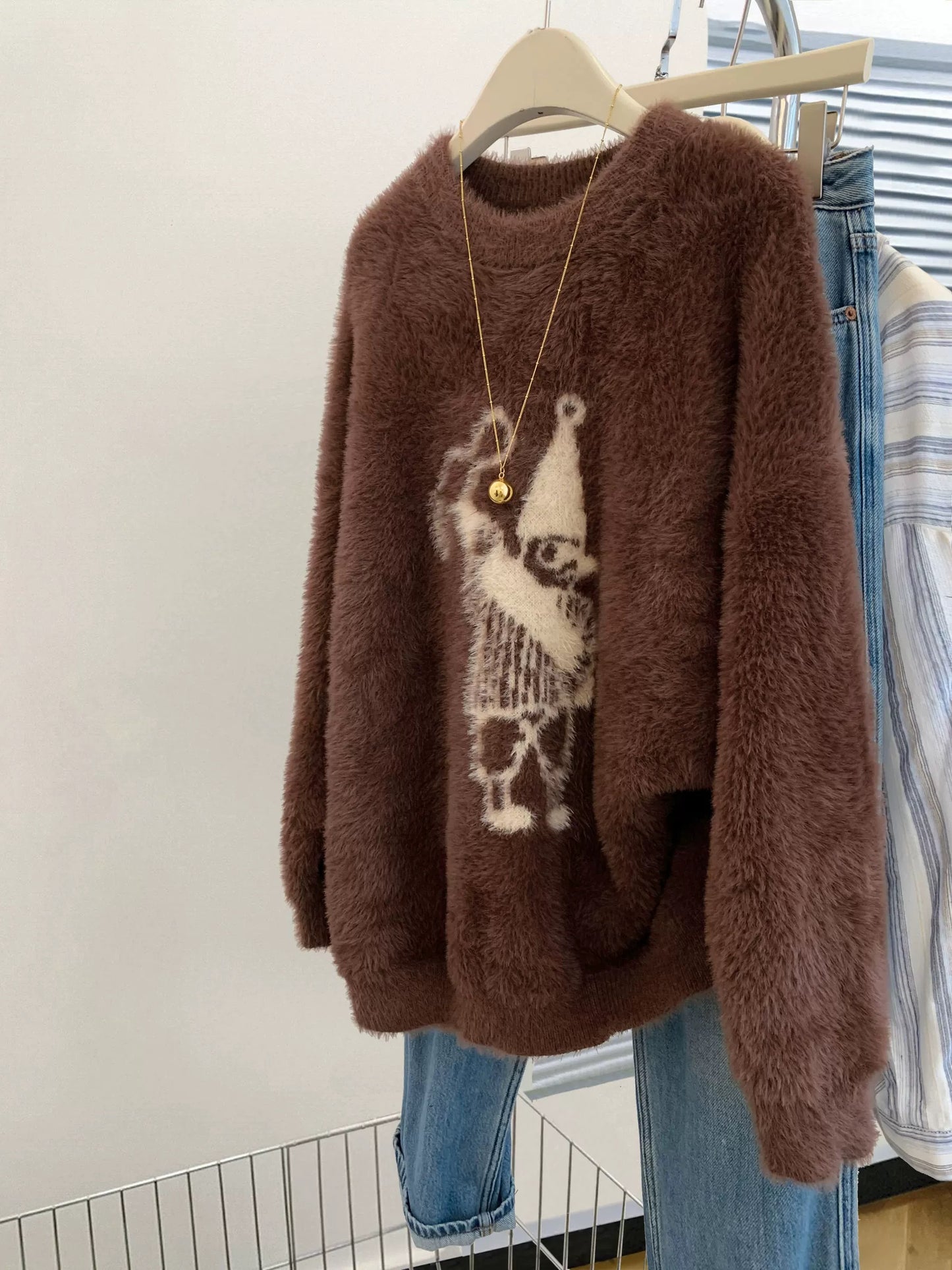 style bow-knitted sweater cardigan coat for women in early autumn straight shoulder French design short outerwear