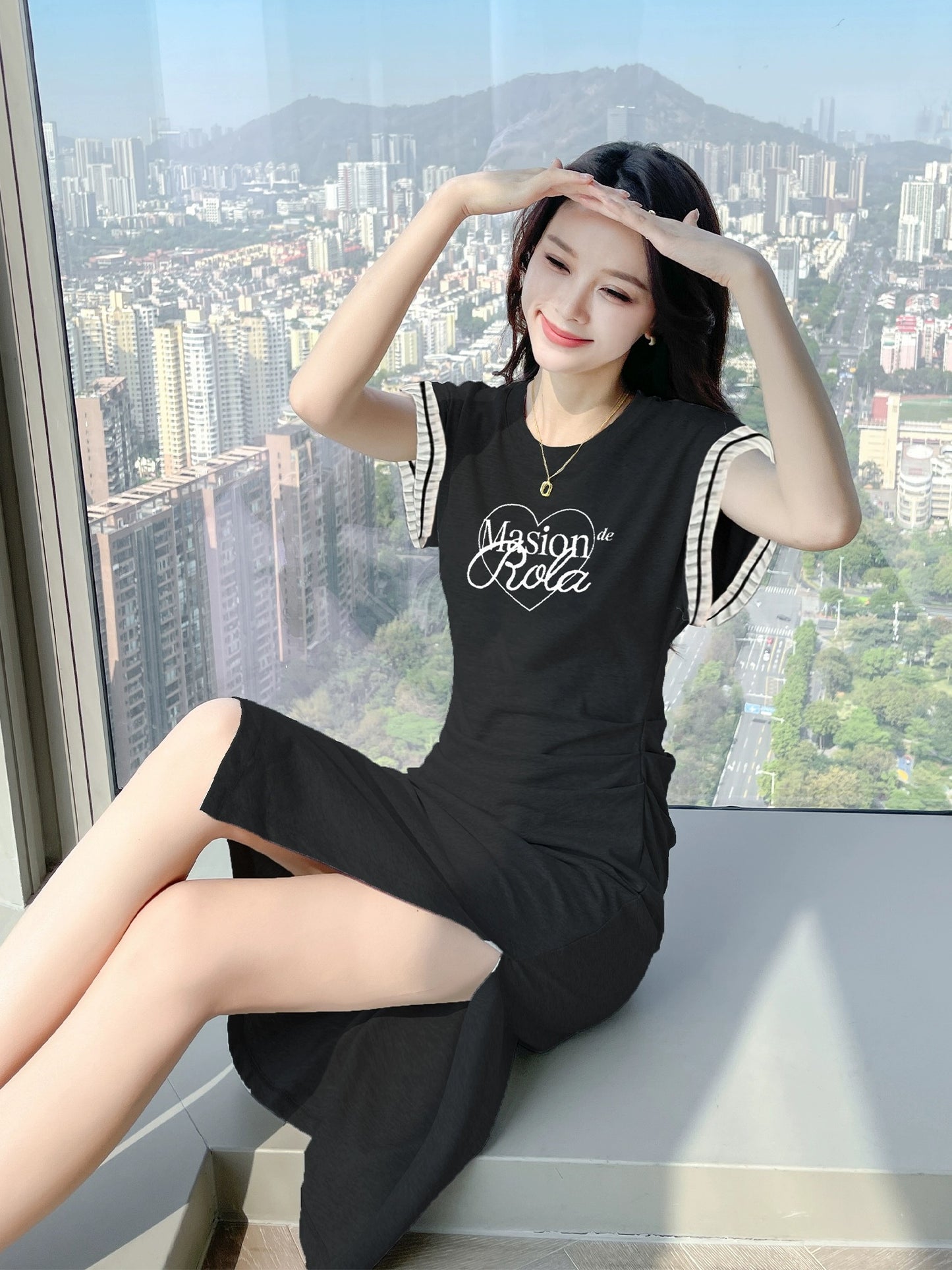 Black dress long skirt women summer 2024 new style hot style little black dress casual summer skirt women's clothing small