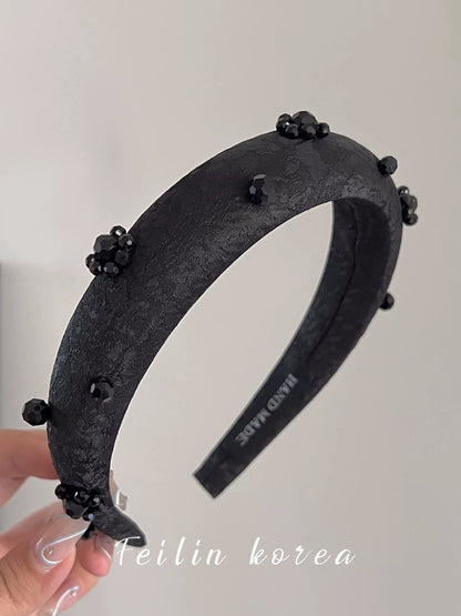 Black hair hoop headband for women 2023 new hairpin hair bundle high skull autumn and winter face wash hair French wide-brimmed headband