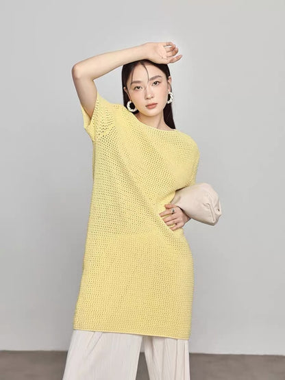 2023 new summer design woven cool vacation style fashionable slimming backless hollow knitted dress