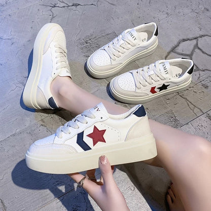 Western-style star white shoes summer women's style 2023 autumn new thick-soled sneakers light casual sports women's shoes