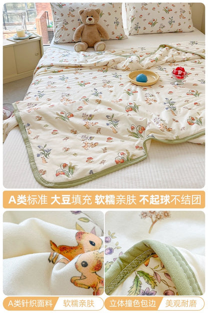 Class A soybean fiber knitted cotton summer cool quilt machine washable summer children's thin quilt spring and autumn summer air conditioning quilt