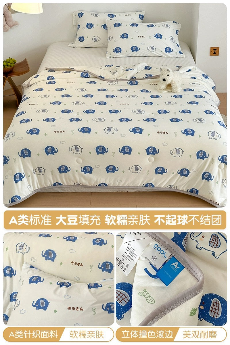 Class A soybean fiber knitted cotton summer cool quilt machine washable summer children's thin quilt spring and autumn summer air conditioning quilt
