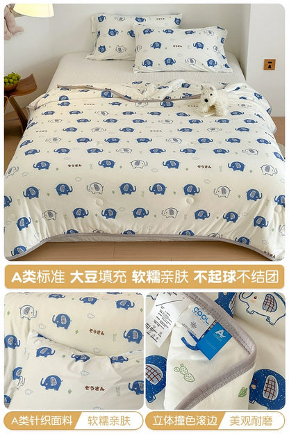 Class A soybean fiber knitted cotton summer cool quilt machine washable summer children's thin quilt spring and autumn summer air conditioning quilt
