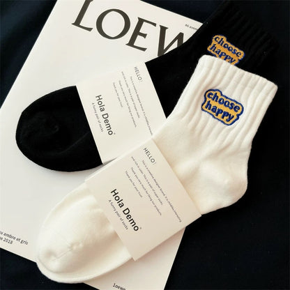 Socks men's short socks summer thin embroidered men's mid-tube socks pure cotton sweat-absorbent breathable long socks trendy men's sports socks