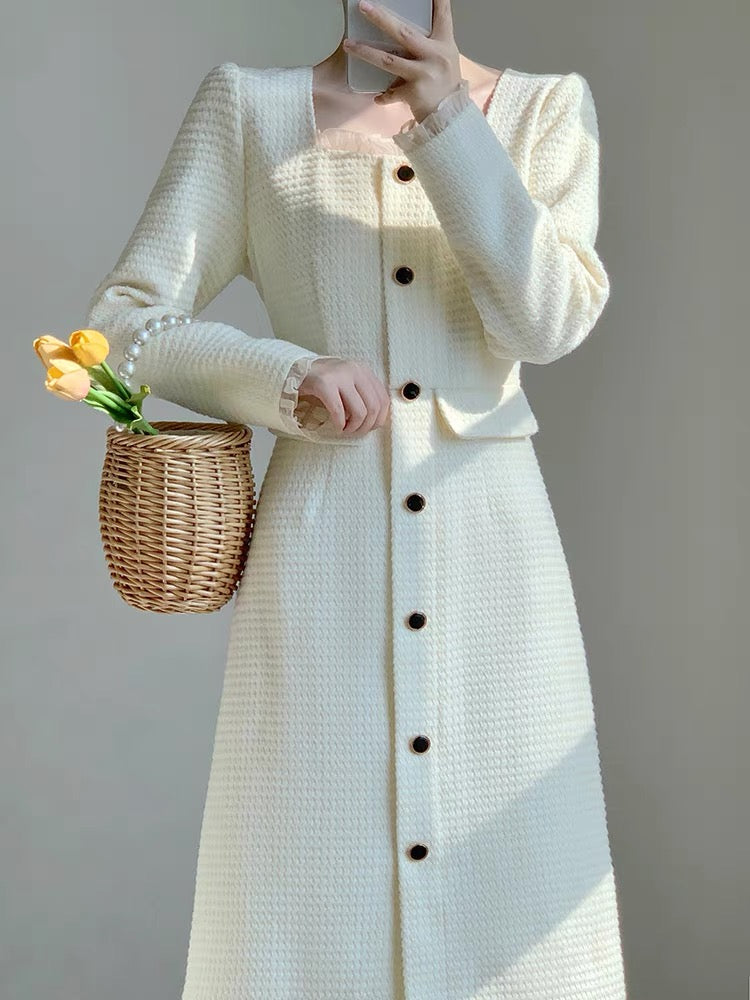 Autumn women's clothing 2023 new high-end French waist slimming sweet and gentle style age-reducing dress