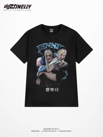 Trendy loose cotton short-sleeved T-shirt men's summer American street hip-hop 2023 new Hong Kong style half-sleeved T-shirt t