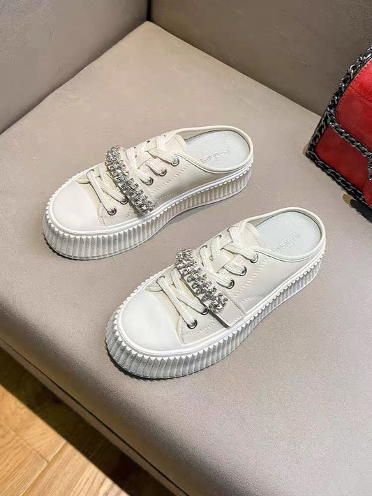 Uncle MJ Lazy Baotou Half Slippers Women's Summer New Outerwear Casual Fashion Versatile Heelless Sneakers Trend
