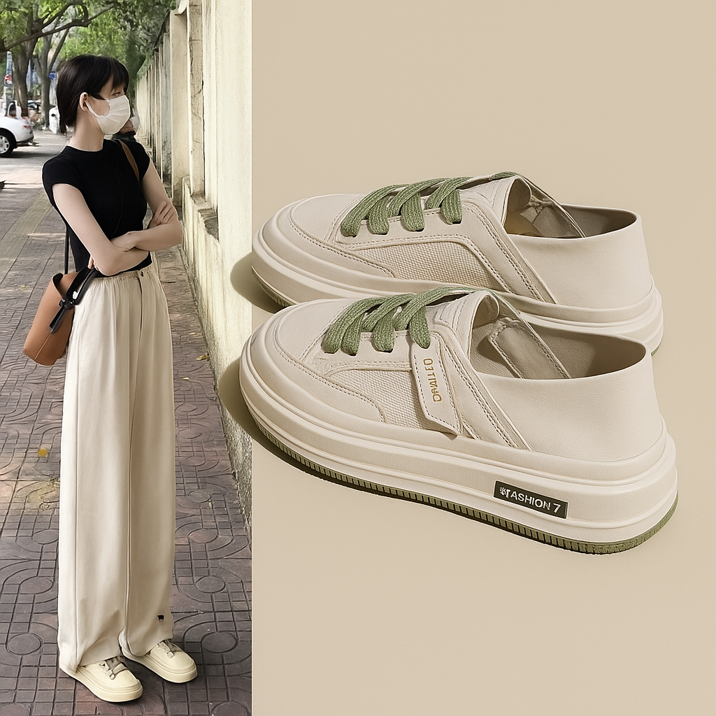 Hot-selling breathable slip-on white shoes for women 2025 spring new style two-wear summer thick sole mesh thin summer style