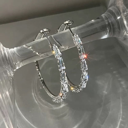 Sweet cool girl~Light luxury zircon hoop earrings 2023 new trendy cool style earrings exaggerated large earrings for women