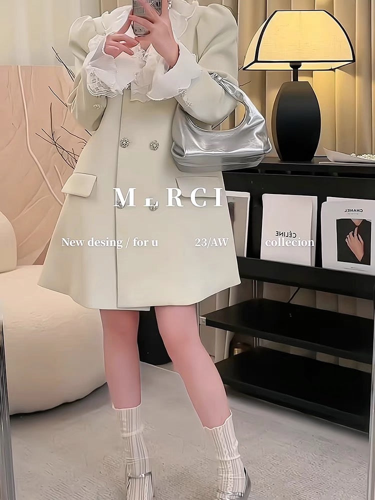 Design sense small crowd ruffled stitching suit dress 2023 new women's autumn French temperament small skirt