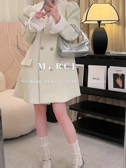 Design sense small crowd ruffled stitching suit dress 2023 new women's autumn French temperament small skirt