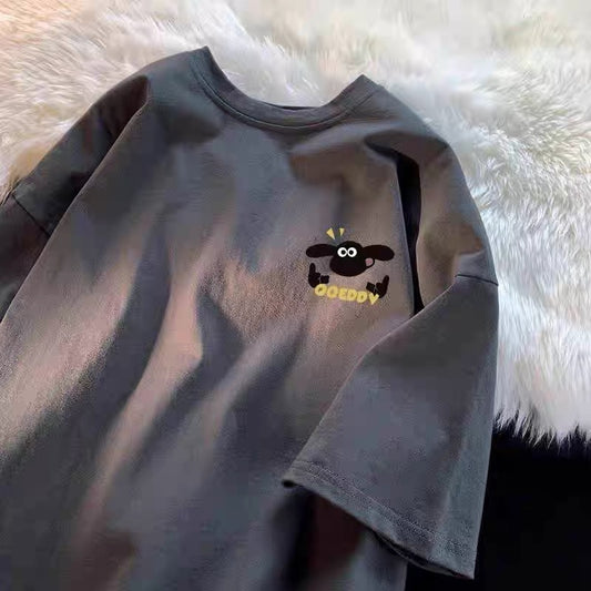 Foreign trade cut label tail order ~ counter withdrawal American trend summer short-sleeved T-shirt men and women pure cotton loose versatile