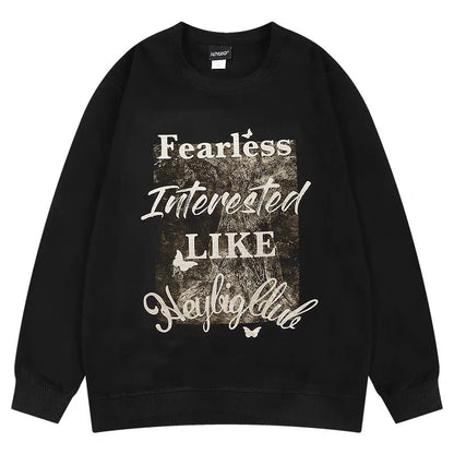 oversize street trendy brand letter printed round neck plus velvet sweatshirt for men and women 2023 autumn loose tops for couples