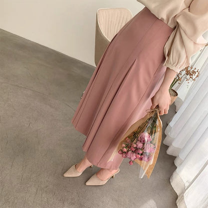 2023 Spring and Autumn New Design Niche Small Suit Long Pleated Rose Pink Half Skirt Women Summer T3489
