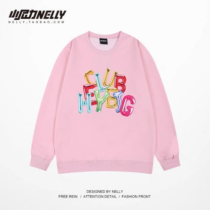 ins autumn and winter new trendy round neck sweatshirt men's trendy brand casual long-sleeved men's youth printed tops trendy