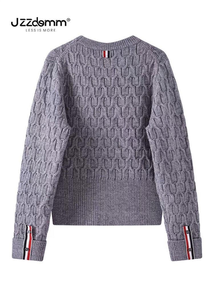 Jiuzhou Chengpin/JZZDEMM puppy embroidery texture waist slim fit temperament knitted pullover bottoming shirt tops for women