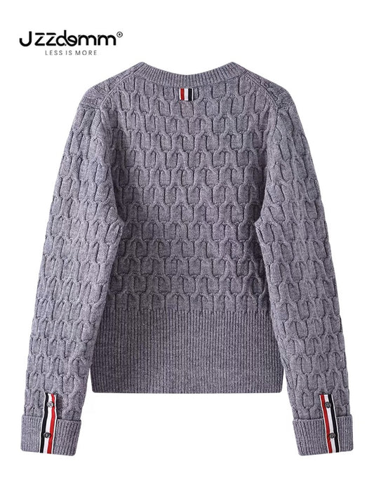 Jiuzhou Chengpin/JZZDEMM puppy embroidery texture waist slim fit temperament knitted pullover bottoming shirt tops for women
