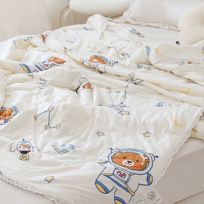 Class A soybean fiber knitted cotton summer cool quilt machine washable summer children's thin quilt spring and autumn summer air conditioning quilt
