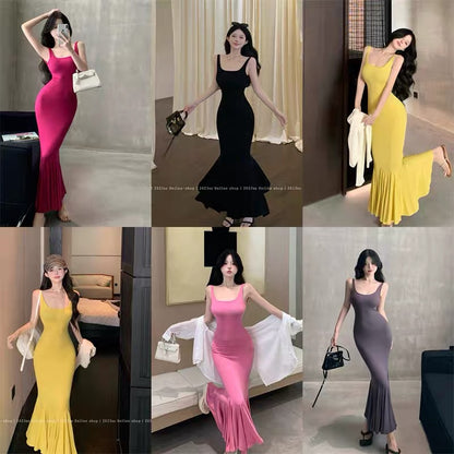 Hip-packing fishtail suspender dress retro sexy hottie temperament design bottoming skirt summer new skirt for women A2269