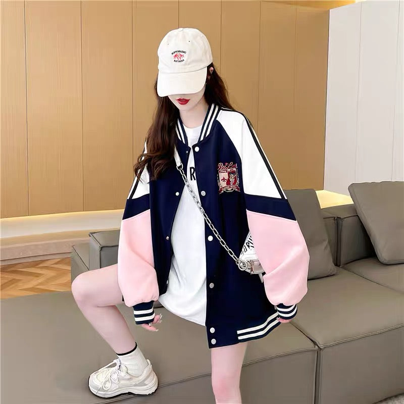 Korean style design baseball uniform jacket for women 2023 new autumn fashionable age-reducing casual versatile jacket trend (J0243)