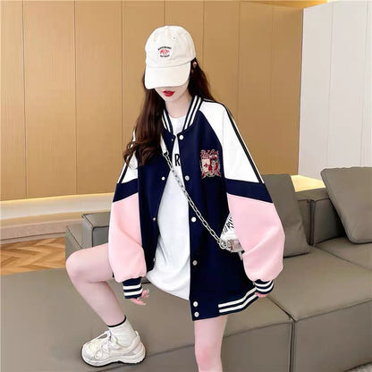 Korean style design baseball uniform jacket for women 2023 new autumn fashionable age-reducing casual versatile jacket trend (J0243)