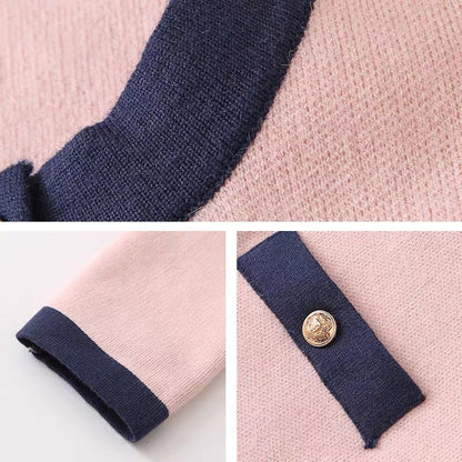 Pink casual knitted cardigan small coat for women 2023 spring and autumn temperament high waist slim A-line skirt two-piece set (S0342)