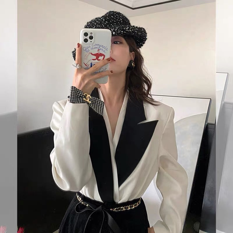Street style small blazer women's autumn 2021 new white high-end internet celebrity temperament suit tops for women