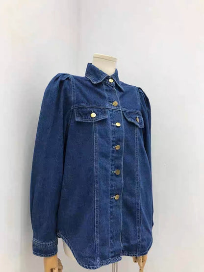 Miser Sheep 2023 New Hong Kong Style High Quality Loose Denim Shirt + Irregular Long Skirt A-Line Skirt Suit