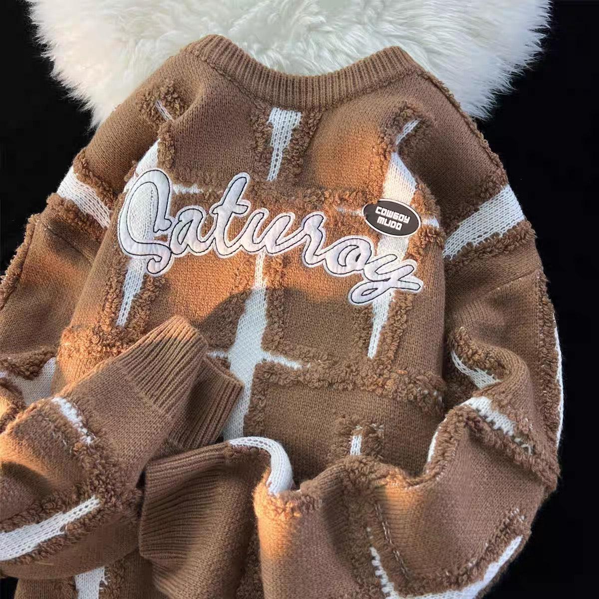 AMERI vintage FUR COLOR BLOCK SWEAT