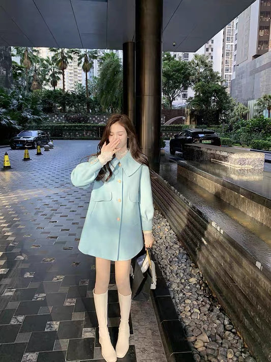 Fish Rabbit's rabbit high-end double-sided woolen coat for women doll collar sweet wool woolen coat autumn cashmere coat