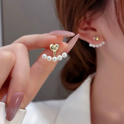 925 silver needle small pearl earrings for women 2023 new trendy niche design high-end light luxury earrings