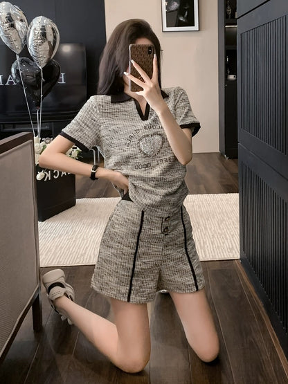Xiaoxiangfeng sports casual and fashionable outfit for little people, a complete set of short-sleeved shorts two-piece suit for women, stylish summer clothes