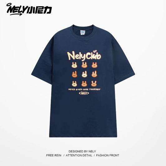 American cartoon cat print round neck short sleeve men and women summer 2025 couple pure cotton t-shirt half sleeve bottoming shirt trend