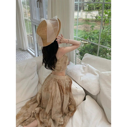 2ND STUDIOS French suspender suit skirt temperament retro celebrity style 2023 summer new two-piece suit