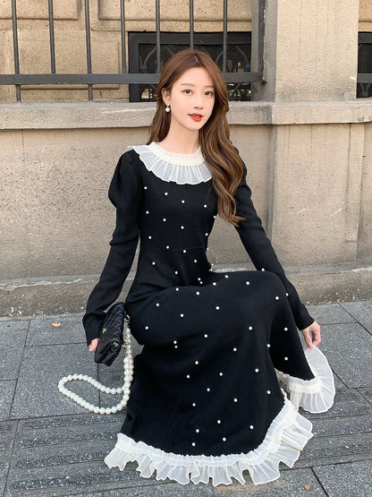 [01.22 New Products 5% Off] French Temperament Dress for Women 2024 New Lotus Leaf Collar with Long Skirt