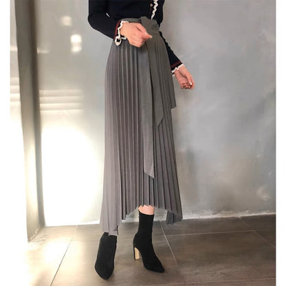 2023 Hong Kong style retro high waist temperament ins super popular a line spring new pleated half skirt for women in spring and summer T3485