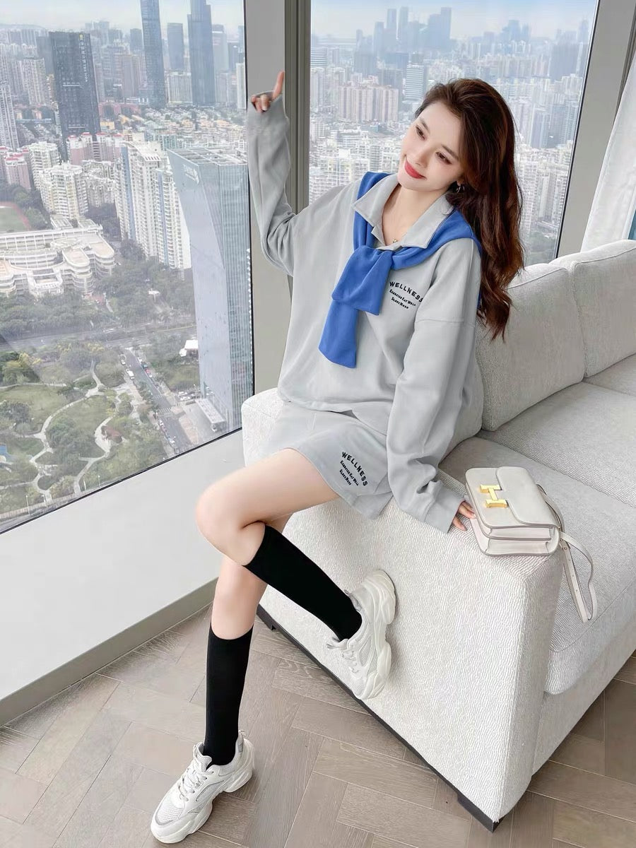 Early autumn 2023 new autumn clothing, high-end sense, royal salt suit, autumn popular sweatshirt, skirt, two-piece set for women, autumn and winter T2349