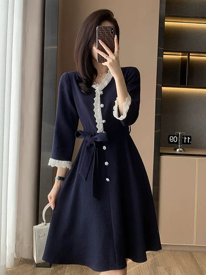 French socialite small fragrant dress for women early autumn 2023 new waist slimming mid-length elegant skirt
