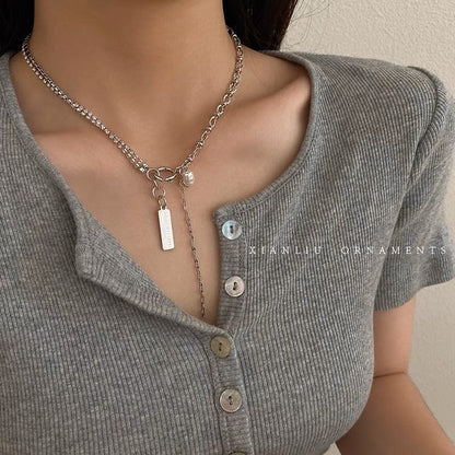 Letter pendant necklace women's hip hop simple hiphop neck chain short clavicle chain accessories trendy internet celebrity