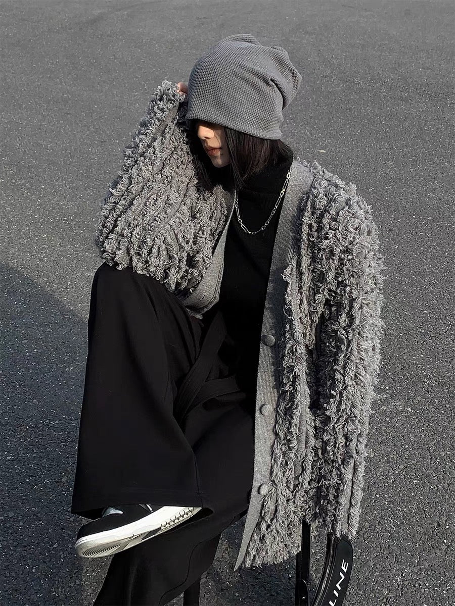 PAPERLLL Xinjian ins street sense heavy Arctic plush jacket women's autumn temperament large version cardigan top (D7118)