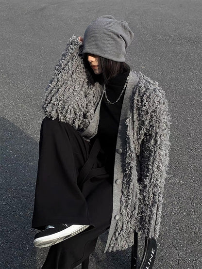 PAPERLLL Xinjian ins street sense heavy Arctic plush jacket women's autumn temperament large version cardigan top (D7118)