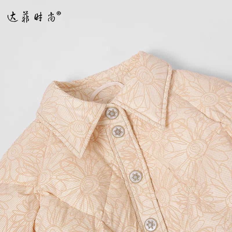 Winter 2023 new women's beige mid-length white duck down jacket thickened waist bread jacket trendy