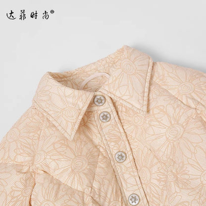 Winter 2023 new women's beige mid-length white duck down jacket thickened waist bread jacket trendy